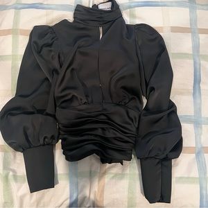 Orseund Iris Black Tie Top/Blouse